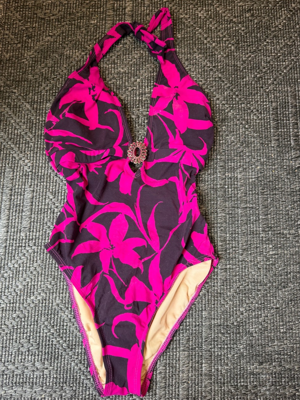 Magicsuit Black and Hot Pink Floral One-Piece Swimsuit